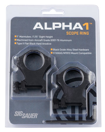 Sig Sauer Electro-Optics SOA10022 Alpha 1  Matte Black 1" Extra High 0 MOA