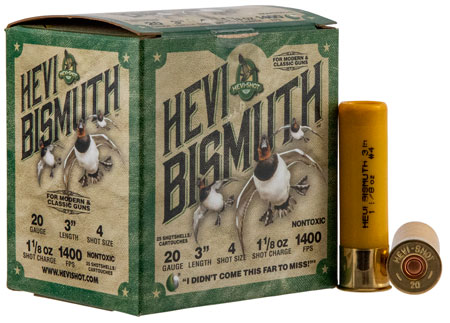 HEVI-Shot HS17004 HEVI-Bismuth  20Gauge 3" 1 1/8oz Bismuth 4Shot 25 Per Box/10 Case
