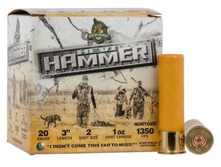 HEVI-Shot HS29002 HEVI-Hammer  20Gauge 3" 1oz 2Shot 25 Per Box/10 Case