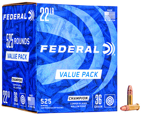Federal 745 Champion Training Value Pack 22LR 36gr Copper Plated Hollow Point 525 Per Box/10 Case