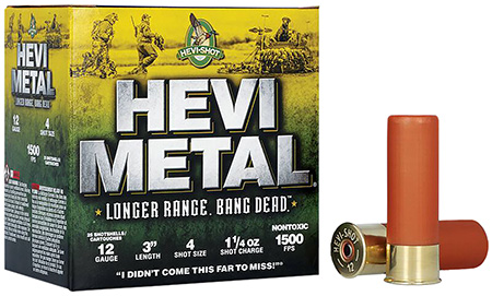 HEVI-Metal HS38004 HEVI-Metal Longer Range 12Gauge 3" 1 1/4oz 4Shot 25 Per Box/10 Case