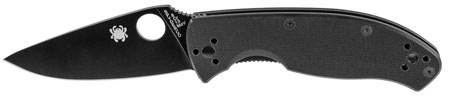 Spyderco C122GBBKP Tenacious  3.39" Folding Drop Point Plain Black Matte 8Cr13MoV SS Blade Black  Textured G10 Handle Includes Pocket Clip