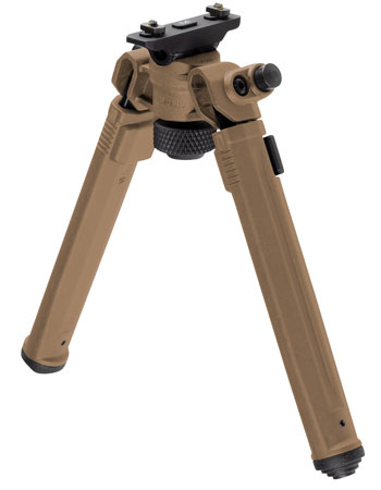 Magpul MAG933FDE Bipod  M-LOK Attachment, Flat Dark Earth Mil-Spec Anodized Aluminum,  6.80-10.30" Vertical Adjustment, Rubber Feet for AR-Platform