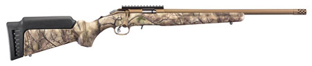 Ruger 8372 American Rimfire Full Size 22 LR 10+1 18" Bronze Cerakote Threaded Barrel  &  Alloy Steel Receiver w/Picatinny Rail, Go Wild Camo I-M Brush Fixed Synthetic Stock Right Hand