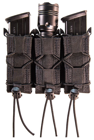 High Speed Gear 11PT03BK TACO Mag Pouch Triple Black Nylon MOLLE Belts 2" Wide Compatible w/ Pistol
