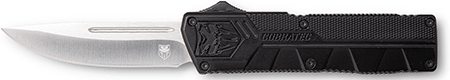 CobraTec Knives BCTLWDNS Lightweight  3.25" OTF Drop Point Plain D2 Steel Blade/Black Aluminum Handle Includes Pocket Clip