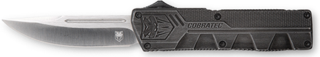 CobraTec Knives SWCTLWDNS Lightweight  3.25" OTF Drop Point Plain D2 Steel Blade/Stonewashed Aluminum Handle Includes Pocket Clip