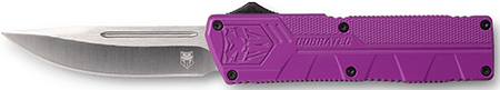 CobraTec Knives PURCTLWDNS Lightweight  3.25" OTF Drop Point Plain D2 Steel Blade/Purple Aluminum Handle Includes Pocket Clip