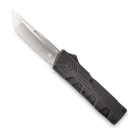 CobraTec Knives SWCTLWTNS Lightweight  3.25" OTF Tanto Plain D2 Steel Blade/Stonewashed Aluminum Handle Includes Pocket Clip