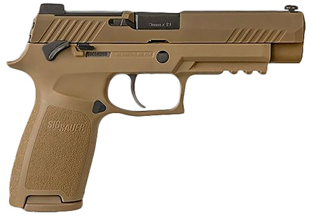 Sig Sauer 320F9M17MSMA P320 M17 *MA Compliant 9mm Luger Caliber with 4.70" Barrel, 10+1 Capacity, Overall Coyote PVD Finish Stainless Steel, Picatinny Rail Frame, Serrated Slide  &  Polymer Grip