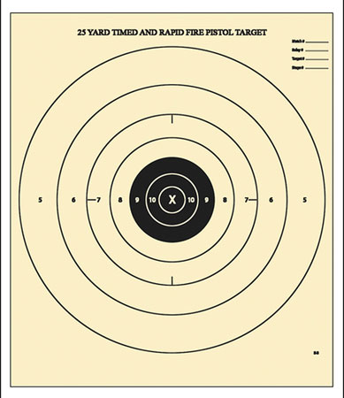 Action Target B8100 Competition NRA Time  &  Rapid Fire Bullseye Heavy Paper Hanging 25 yds Handgun 21" x 24" Black/White 100 Per Box