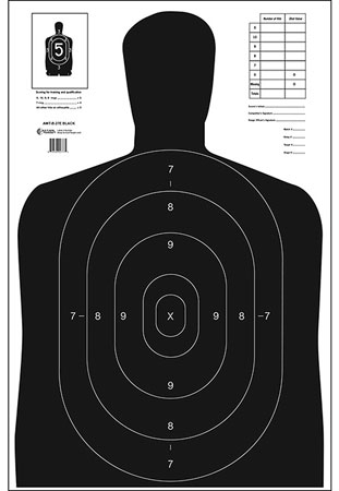 Action Target B27EBLACK100 Qualification Economy Silhouette Paper Hanging 23" x 35" Black/White 100 Per Box