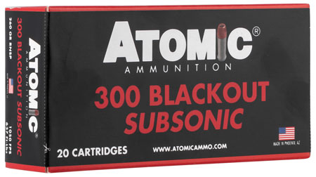 Atomic Ammunition 00478 Rifle Subsonic 300Blackout 260gr Round Nose Soft Point Boat Tail 20 Per Box/10 Case