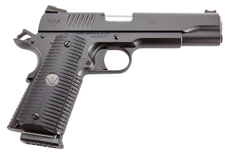 Wilson Combat ACPFS45 ACP Full-Size 45 ACP Caliber with 5" Barrel, 8+1 Capacity, Black Armor-Tuff Finish Carbon Steel Beavertail Frame, Serrated Black Carbon Steel Slide  &  Black G10 Eagle Claw Grip