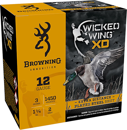 Browning Ammo B193411232 Wicked Wing XD  12Gauge 3" 1 1/4oz 2Shot 25 Per Box/10 Case