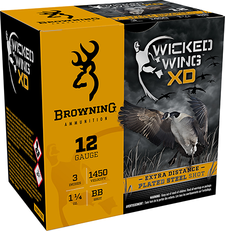 Browning Ammo B193411230 Wicked Wing XD  12Gauge 3" 1 1/4oz BBShot 25 Per Box/10 Case