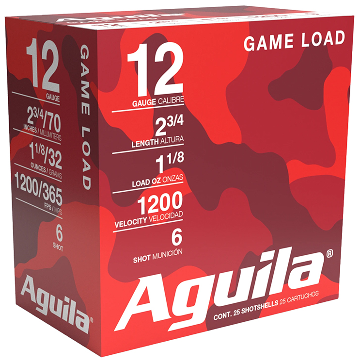 Aguila 1CHB1216 Game Load  12Gauge 2.75" 1 1/8oz 6Shot 25 Per Box/10 Case
