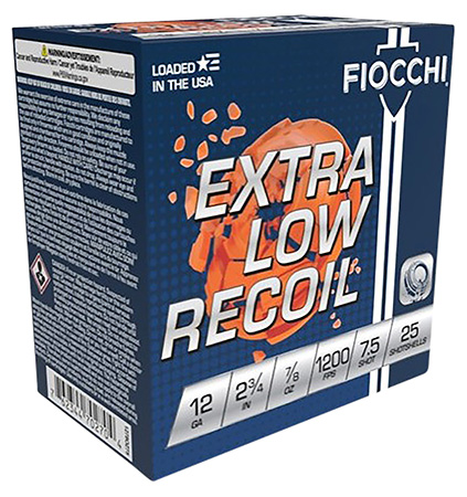 Fiocchi 1278OZ75 Exacta Target Low Recoil Trainer 12Gauge 2.75" 7/8oz 7.5Shot 25 Per Box/10 Case