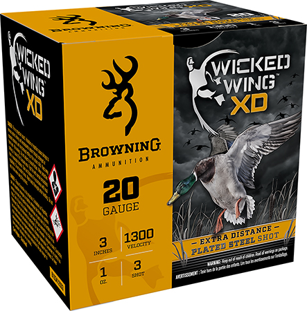 Browning Ammo B193412033 Wicked Wing XD  20Gauge 3" 1oz 3Shot 25 Per Box/10 Case