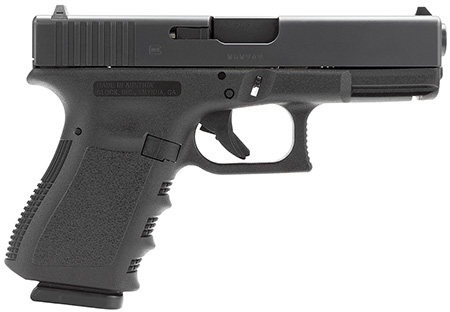 Glock PI1950203 G19 Gen3 Compact 9mm Luger 15+1 4.02" Black Steel Barrel, Matte Black Serrated Steel Slide, Black Polymer Frame w/Picatinny Rail, Black Finger Grooved Grip Right Hand