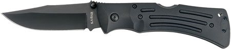 Ka-Bar 3050 Mule  3.88" Folding Clip Point Plain Black Stonewashed AUS-8A SS Blade, Black Zytel Handle, Includes Pocket Clip/Sheath