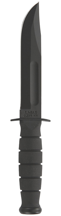 Ka-Bar 1256 Fighting/Utility  5.25" Fixed Clip Point Plain Black 1095 Cro-Van Blade, Black Kraton G Handle, Includes Sheath