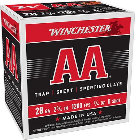 Winchester Ammo AA288 AA  28Gauge 2.75" 3/4oz 8Shot 25 Per Box/10 Case