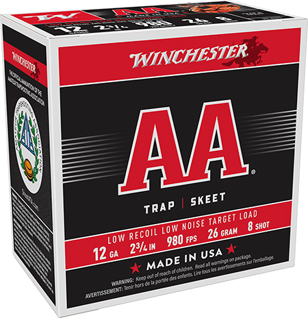 Winchester Ammo AA12FL8 AA Low Recoil 12Gauge 2.75" 26Gram 8Shot 25 Per Box/10 Case