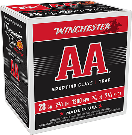 Winchester Ammo AASC287 AA Super Sport Sporting Clay 28Gauge 2.75" 3/4oz 7.5Shot 25 Per Box/10 Case