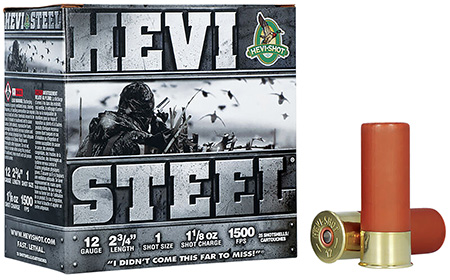 HEVI-Shot HS61221 HEVI-Steel  12Gauge 2.75" 1 1/8oz 1Shot 25 Per Box/10 Case