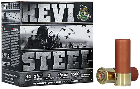 HEVI-Shot HS61222 HEVI-Steel  12Gauge 2.75" 1 1/8oz 2Shot 25 Per Box/10 Case
