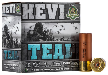 HEVI-Shot HS61226 HEVI-Teal  12Gauge 2.75" 1 1/8oz 6Shot 25 Per Box/10 Case