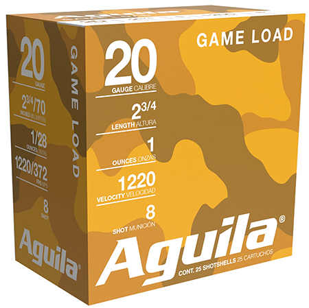 Aguila 1CHB2048 Game Load  20Gauge 2.75" 1oz 8Shot 25 Per Box/10 Case