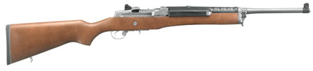 Ruger 5802 Mini-14 Ranch 223 Rem/5.56 NATO 5+1 18.50" Matte Stainless Steel Barrel, Matte Stainless Steel Drilled  &  Tapped Receiver, Hardwood Fixed Stock, Right Hand