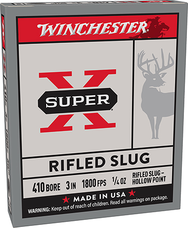 Winchester Ammo X413RS5 Super X  410Gauge 3" 1/4oz Rifled Slug Shot 5 Per Box/50 Case