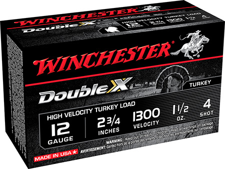 Winchester Ammo STH124 Double X High Velocity Turkey 12Gauge 2.75" 1 1/2oz 4Shot 10 Per Box/10 Case