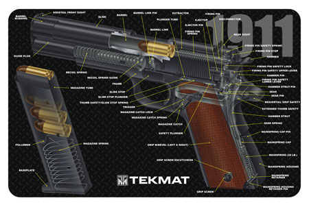 TekMat TEKR171911CA  Cleaning Mat Multi-Color Rubber 11"x17" 1911 3D Cutaway