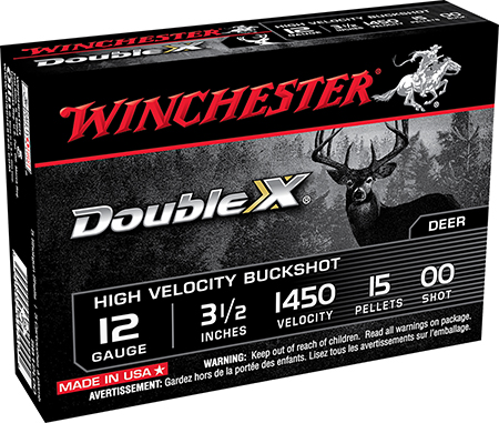 Winchester Ammo SB12L00 Double X High Velocity 12Gauge 3.50" 15Pellets 00Buck Shot 5 Per Box/50 Case