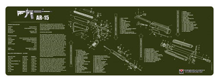 TekMat TEKR36AR15OD AR-15 Cleaning Mat OD Green Rubber 12"x36" AR-15 Parts Diagram