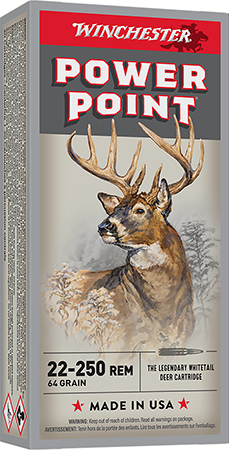 Winchester Ammo X222502 Power-Point  22-250Rem 64gr 20 Per Box/10 Case