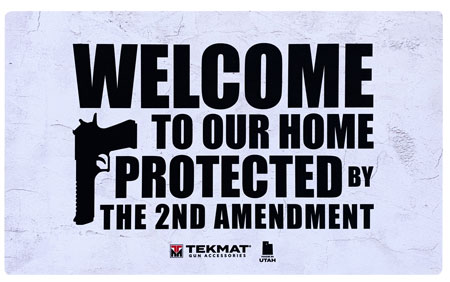 TekMat TEK422AMENDMENT 2nd Amendment Door Mat White/Black Rubber 42" Long "Welcome To Our Home Protected By The 2nd Amendment"
