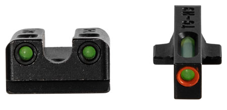 TruGlo TG13SG4PC TFX Pro  Black | Green Tritium  &  Fiber Optic Orange Outline Front Sight Green Tritium  &  Fiber Optic Rear Sight