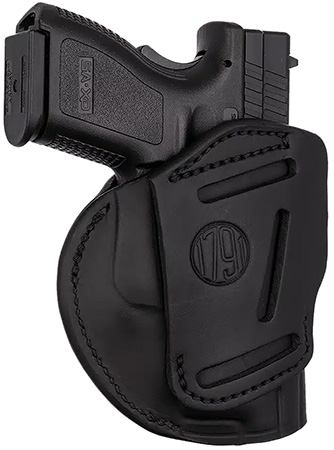 1791 Gunleather 4WH5SBLL 4-Way  IWB/OWB 05 Stealth Black Leather Belt Clip Fits S&W M & P/Springfield XD/Glock 17/HK VP9 Left Hand
