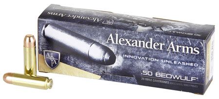 Alexander Arms AB350RSBOX Round Shoulder  50Beowulf 350gr Flat Point 20 Per Box/10 Case