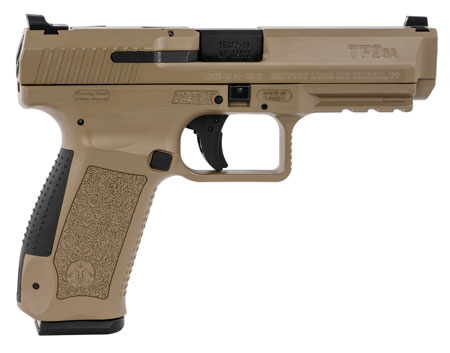 Canik HG4863DN TP9SA Mod.2 9mm Luger 18+1 4.46" Black Match Grade Barrel, Flat Dark Earth Serrated Steel Slide  &  Polymer Frame w/Picatinny Rail, Black Interchangeable Backstrap Grip