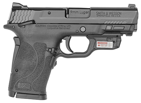 Smith  &  Wesson 12438 M & P Shield EZ M2.0 9mm Luger 8+1 3.67" Barrel,  Black Polymer Frame With Picatinny Acc. Rail, Armornite Stainless Steel Slide, Manual Safety Includes Crimson Trace Red Laserguard