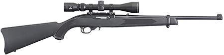 Ruger 31143 10/22 Carbine 22 LR 10+1 18.50" Satin Black Hammer Forged Barrel, Matte Black Satin Receiver, Black Fixed Stock, Right Hand, Features Viridian EON 3-9x40mm Scope