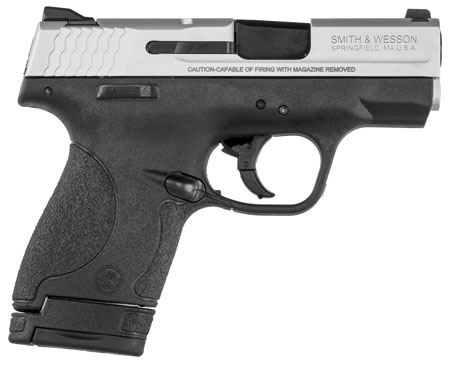 Smith  &  Wesson 13219 M & P Shield Micro-Compact Frame 9mm Luger 7+1/8+1, 3.10" Black Armornite Stainless Steel Barrel, Cerakote Serrated Aluminum Slide, Matte Black Polymer Frame, Thumb Safety