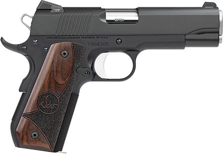 Dan Wesson 01838 Guardian  38 Super 9+1 4.25" Stainless Steel Barrel, Black Duty Serrated Stainless Steel Slide, Black Aluminum Frame w/Beavertail, Wood Grip, Ambidextrous