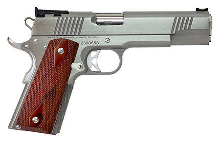 Dan Wesson 01943 Pointman  45 ACP Caliber with 5" Barrel, 8+1 Capacity, Overall Stainless Steel Finish, Beavertail Frame, Serrated Brushed Slide  &  Cocobolo Grip